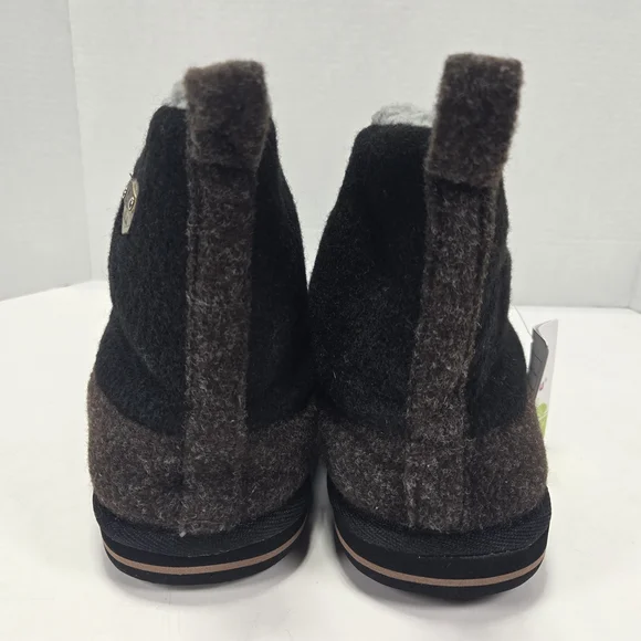 KauiLu Black and Brown Winter Felt Wool Slippers with Sherpa Lining Size 12 - Picture 3 of 11